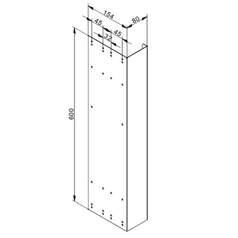 Endkassetten, doppelt, 610mm, 80mm Sektion